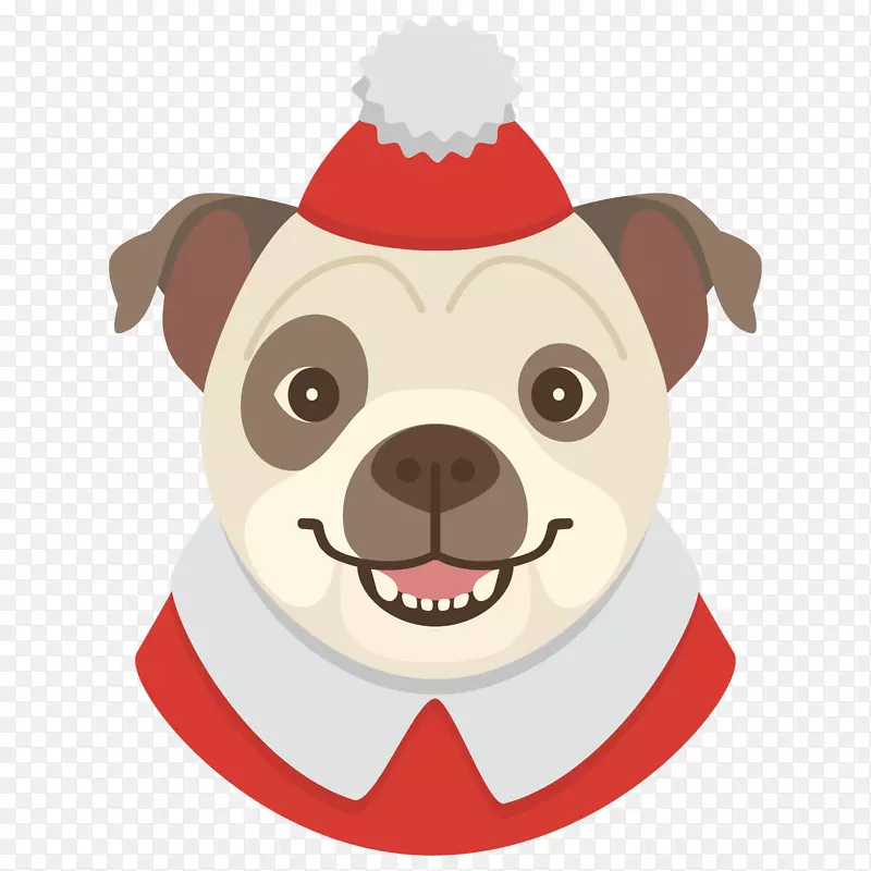 戴着红色圣诞帽子的小狗