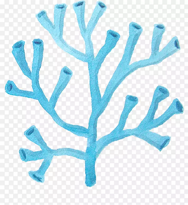 手绘蓝色珊瑚免抠图