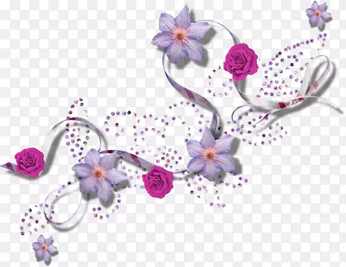 手绘紫色花边装饰