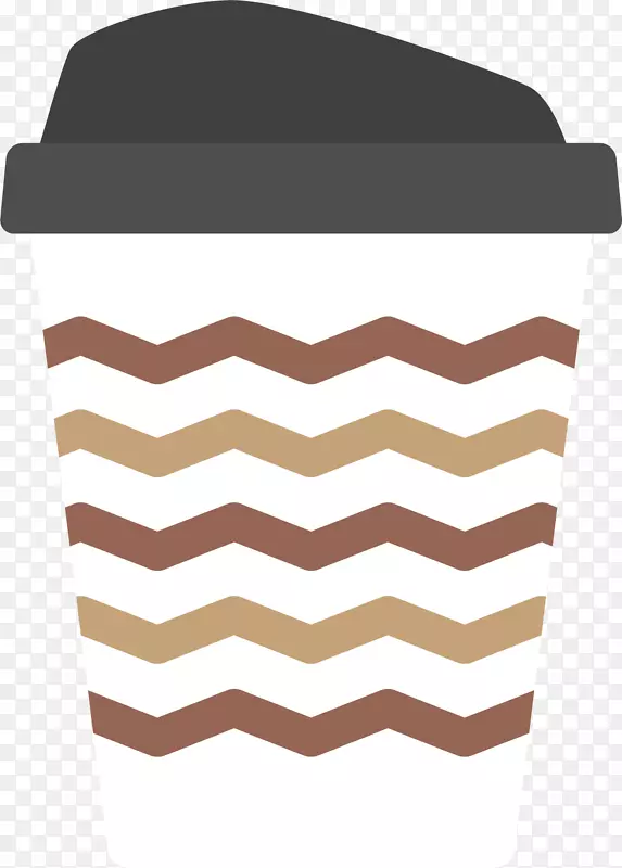 矢量图条纹波浪咖啡杯