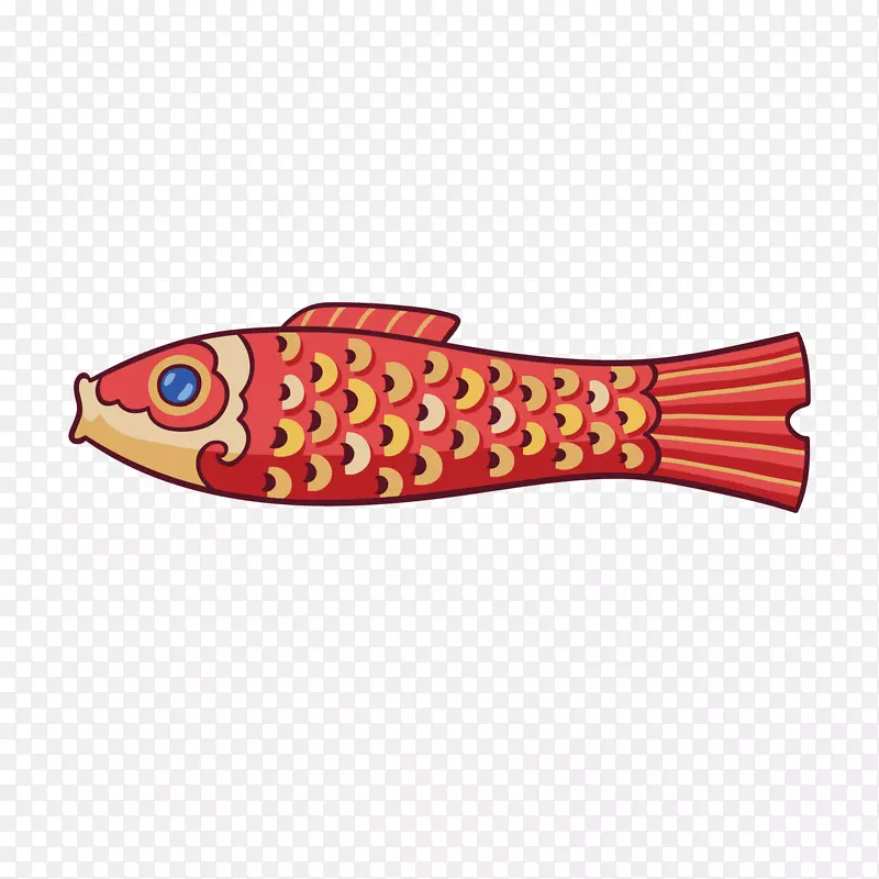 红色的小鱼民族饰物免抠素材