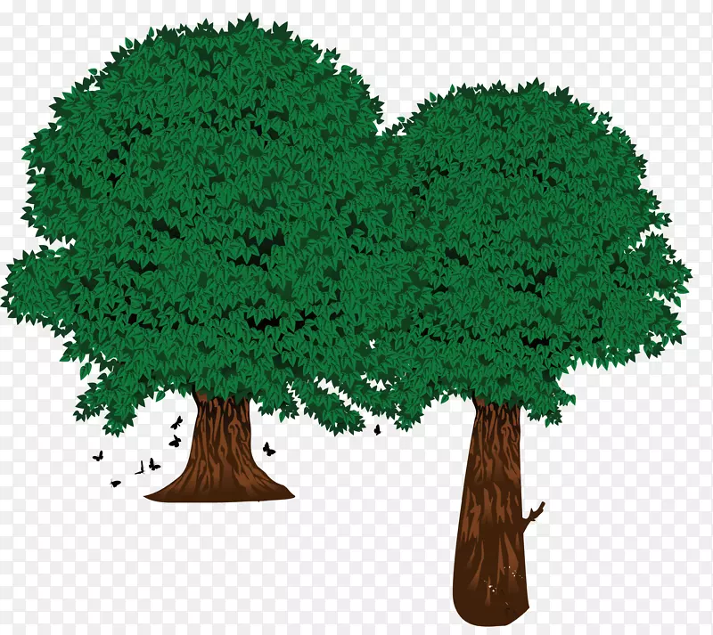 矢量卡通两颗树木素材
