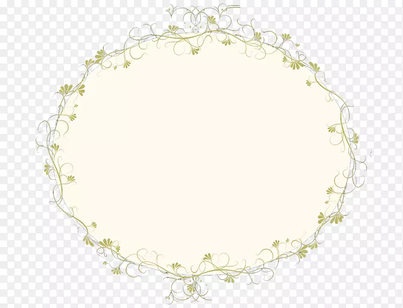 淡黄色花纹边框椭圆形图案