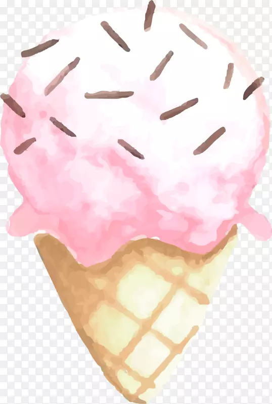 夏季手绘粉色冰激凌