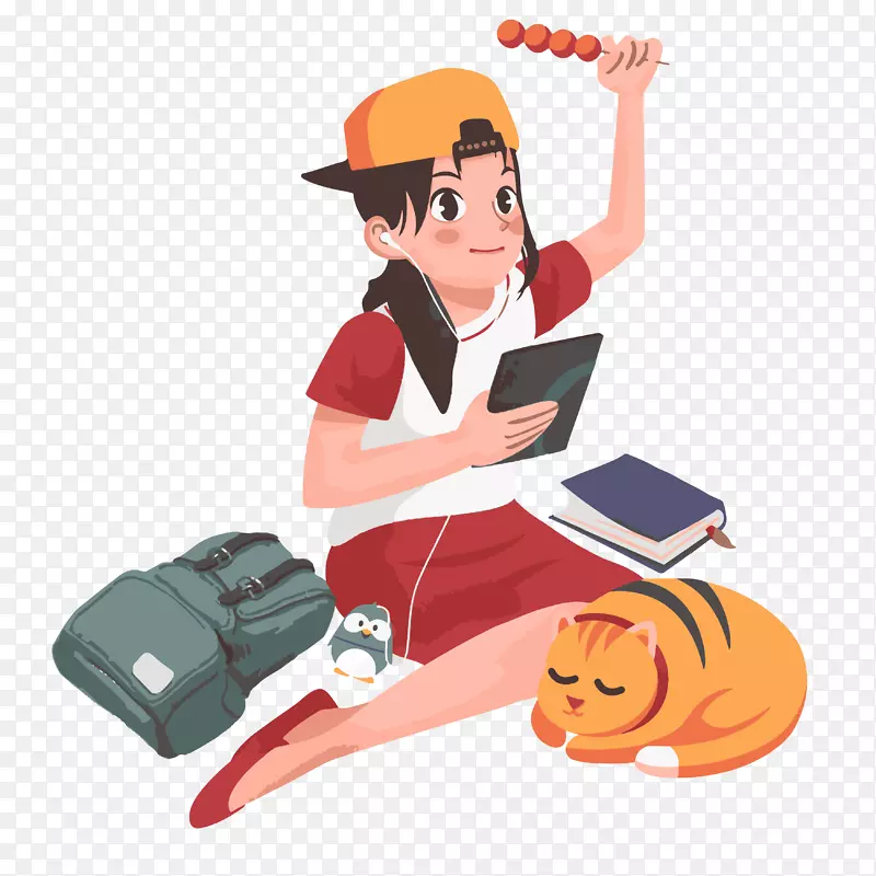 卡通人物学生学习素材图案