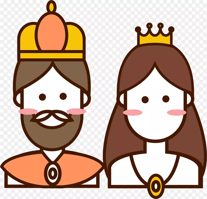 卡通可爱国王和王后