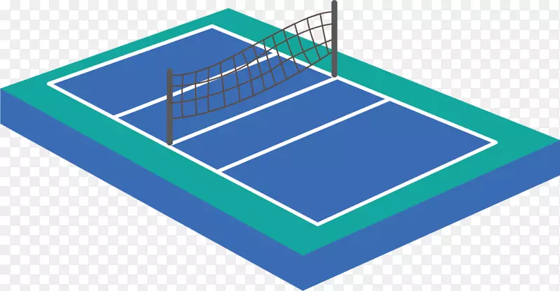 蓝色立体网球球场