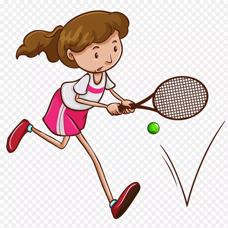 女孩打网球比赛插画