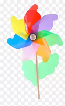 七彩塑料做成花瓣的风车玩具