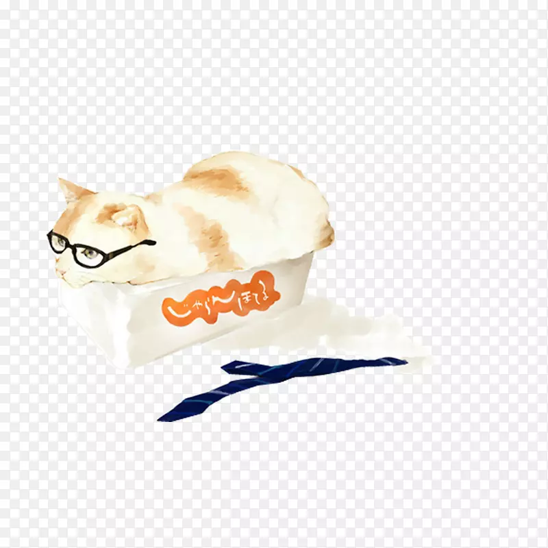 戴眼镜的猫咪手绘图