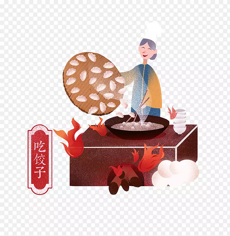 中国风煮饺子免抠图