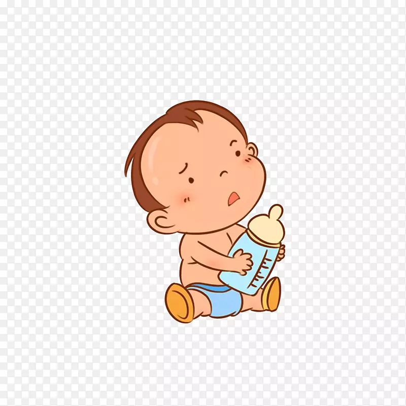 抱着奶瓶疑惑的宝宝