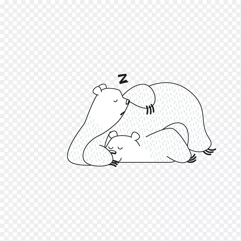 带着孩子沉睡的北极熊