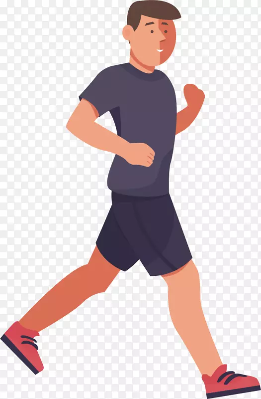 男士跑步姿势卡通健身人物矢量素