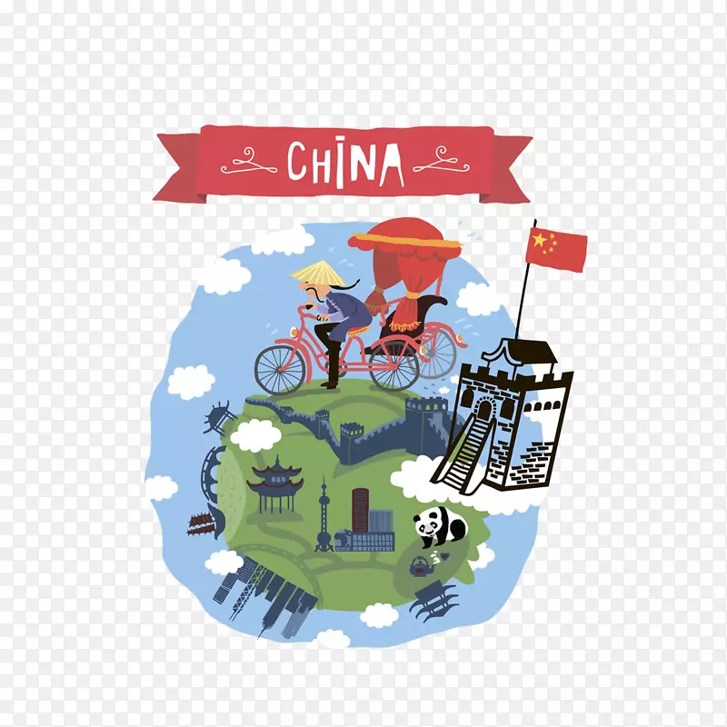中国旅游景点插画