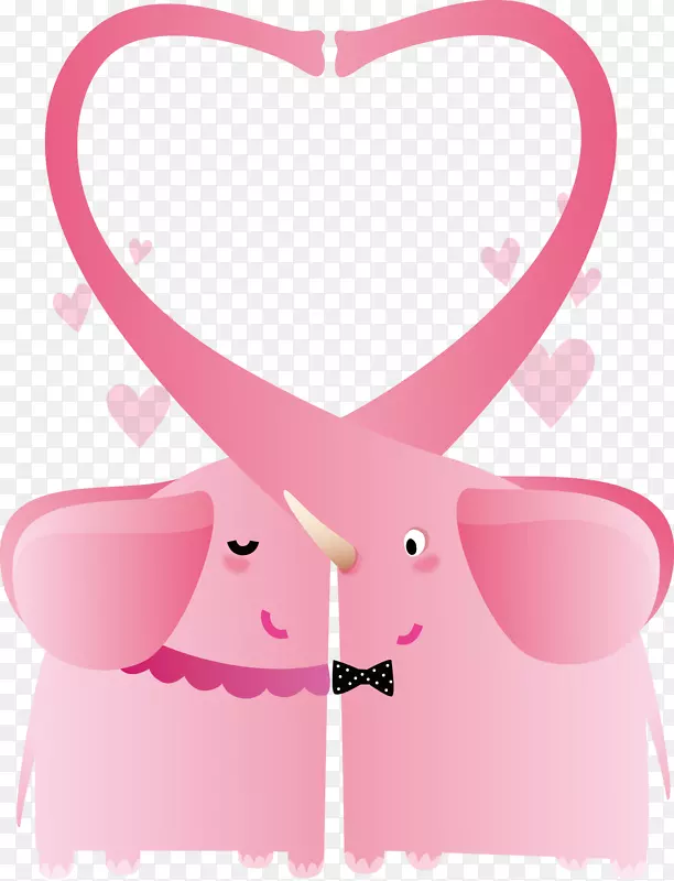 矢量手绘粉色大象鼻子