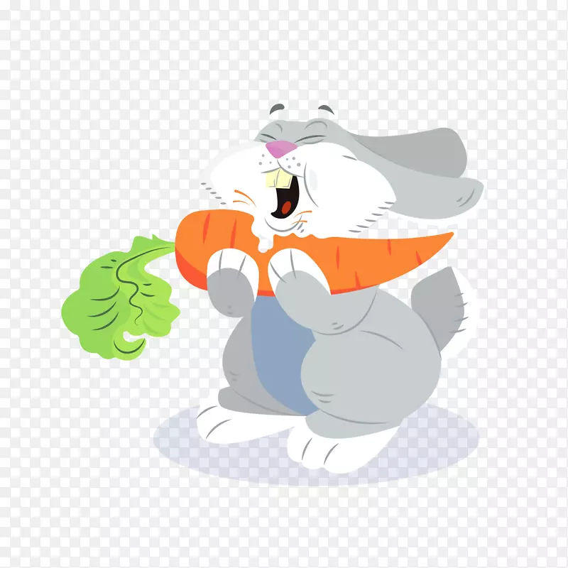 吃胡萝卜的兔子矢量图