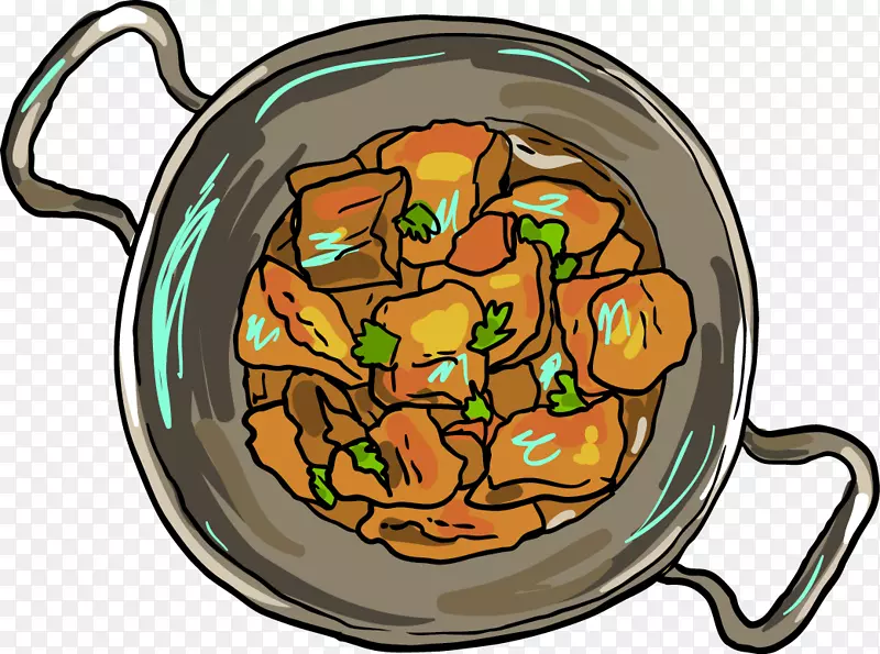 青椒回锅肉矢量卡通手绘
