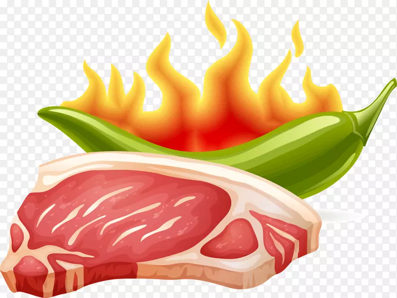青椒回锅肉矢量卡通手绘