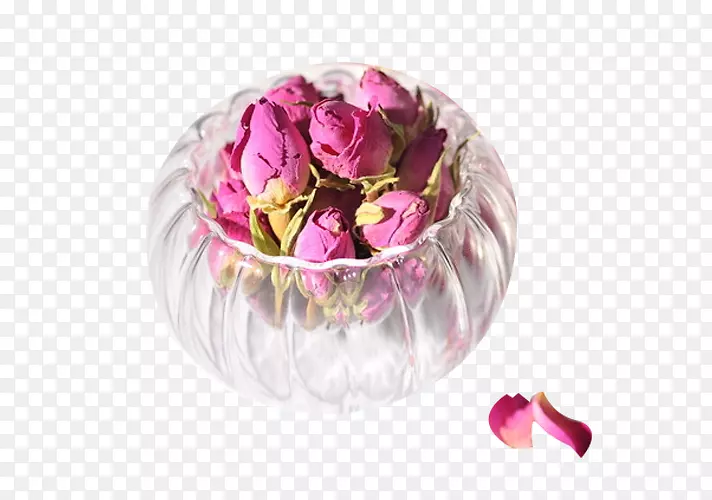 玻璃碗的法兰西玫瑰图片素材
