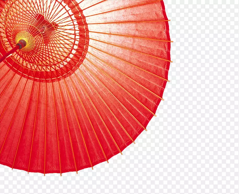 红色透光油纸伞