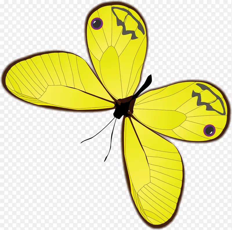 黄色卡通蝴蝶素材图