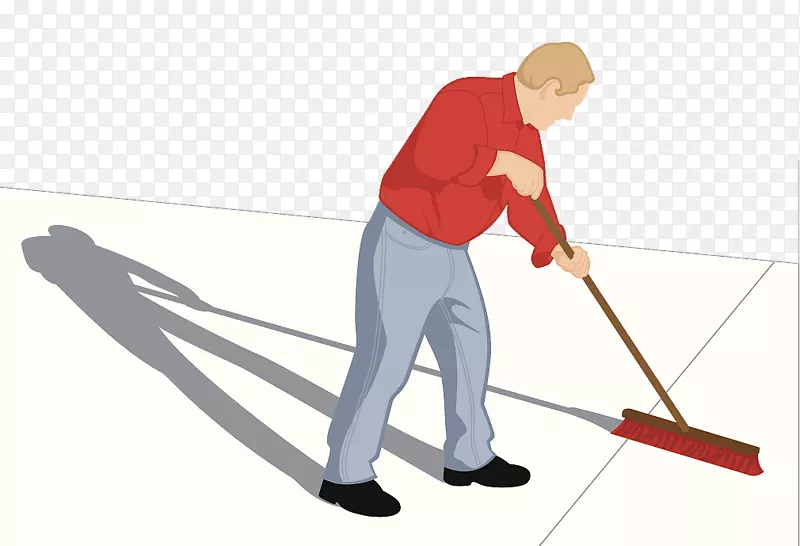 人物插图擦地板的保洁人员