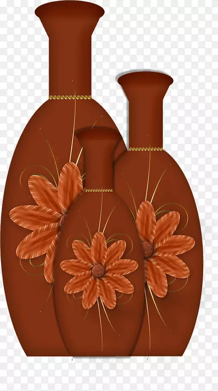 褐色手绘花瓶装饰
