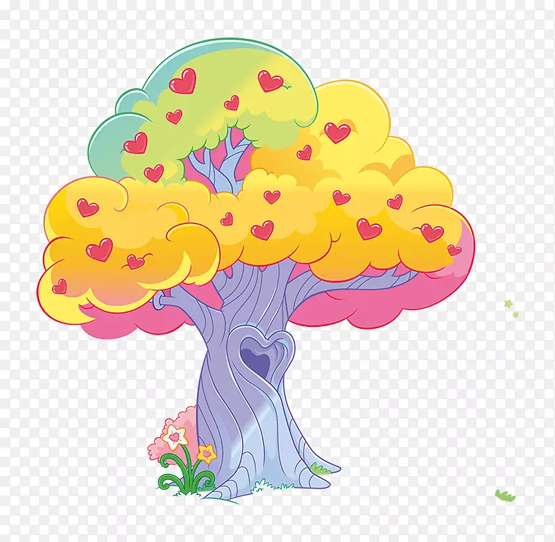 卡通手绘小清新插画装饰彩色的树PNG图片素材下载_图片编号7435316-PNG素材网