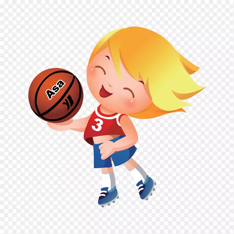 卡通打篮球的女孩设计