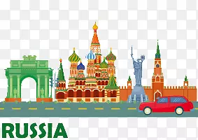 俄罗斯地标建筑文化旅游宣传矢量