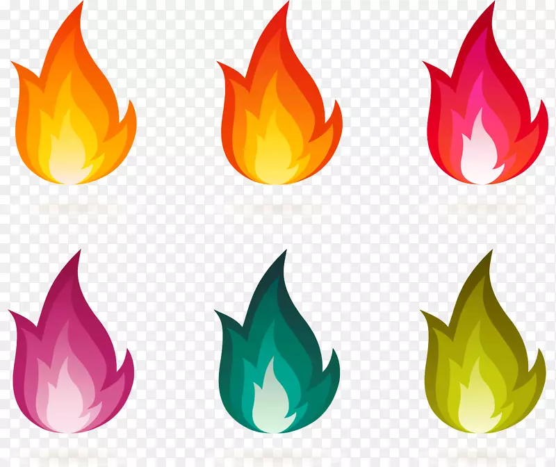 6款彩色火焰设计矢量素材