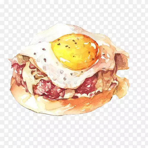 鸡蛋三明治手绘画素材图片