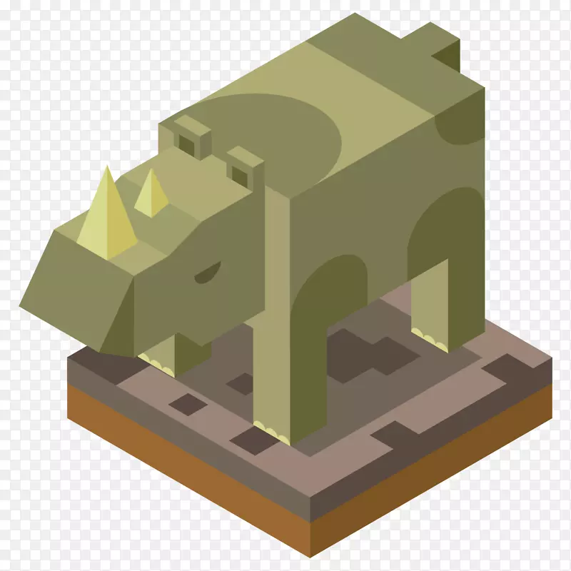 三维立体犀牛免抠图