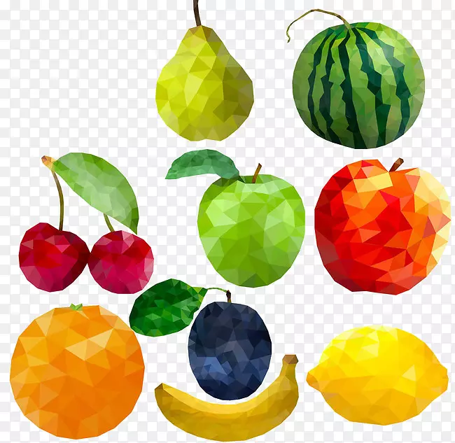 几何绘画水果素材
