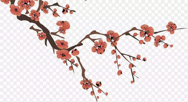 手绘红梅树干图片