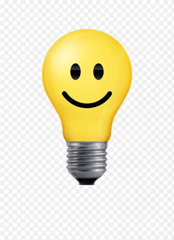黄色创意电器笑脸灯泡装饰图案
