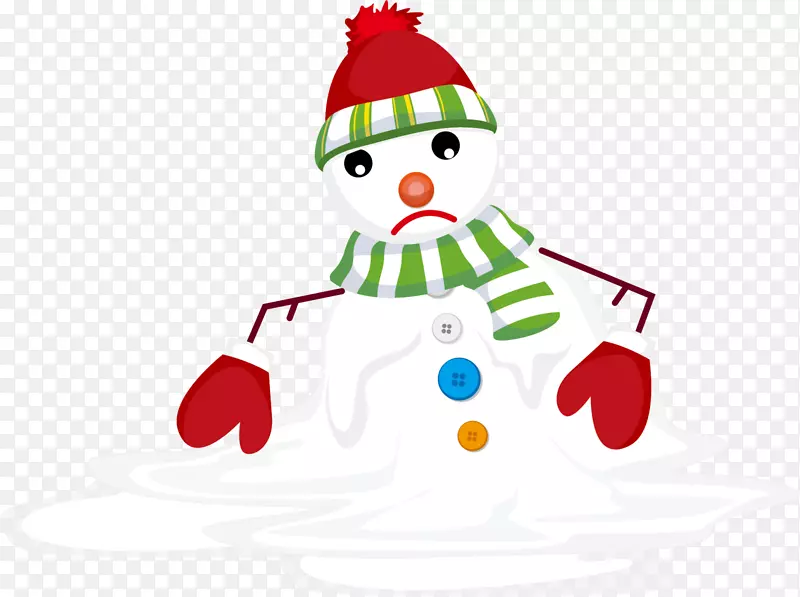 冬季融化的白色雪人