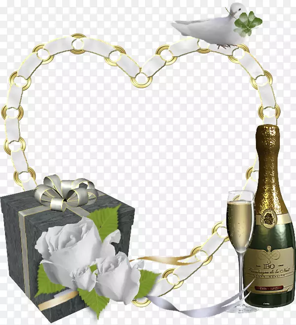 爱心链子相框香槟酒杯礼物盒