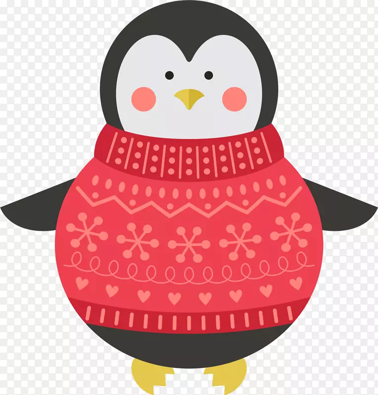 红色冬季卡通企鹅