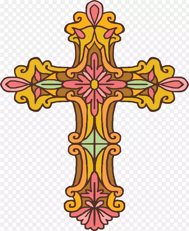 卡通花纹装饰十字架