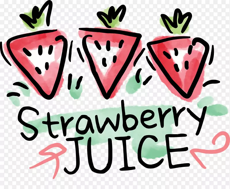 水彩草莓饮料标签