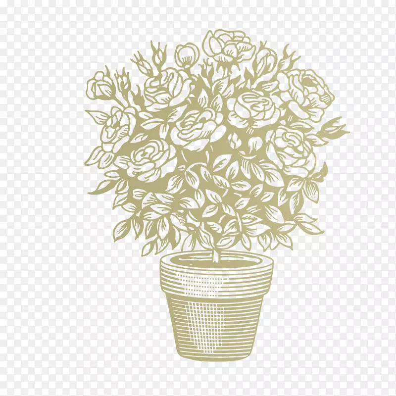 矢量灰色盆栽花卉艺术