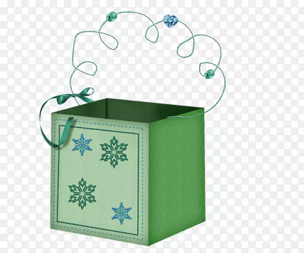 卡通绿色礼物盒子装扮素材