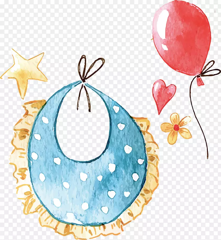 水彩水墨卡通婴儿用品围裙气球素