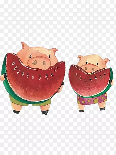 啃西瓜的猪