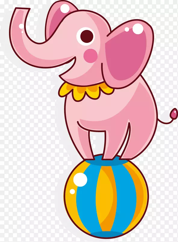 粉红色大象踩球元素