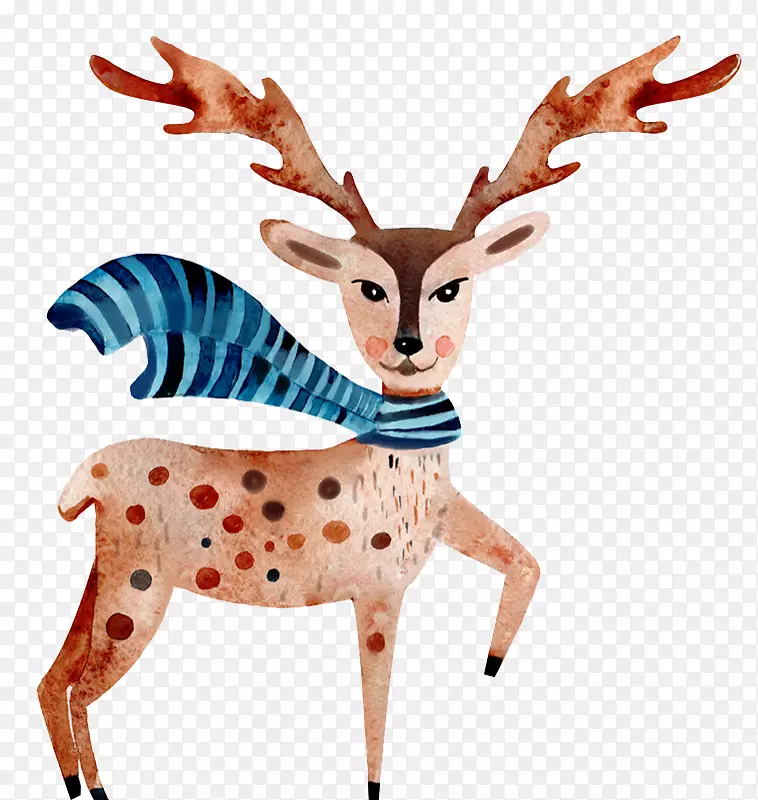 2018圣诞节手绘麋鹿插画设计