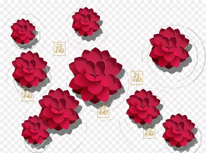 3D立体红色莲花设计