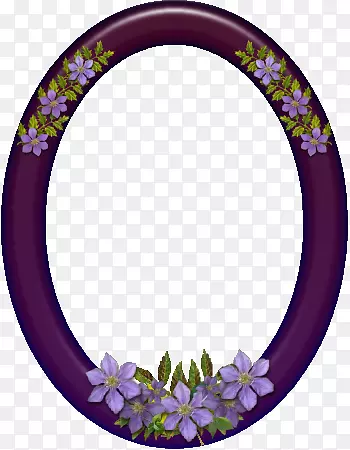 紫色椭圆花环边框装饰